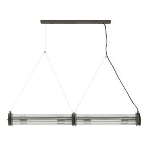 Lustre tube double en verre et métal galvanisé couleur gris…