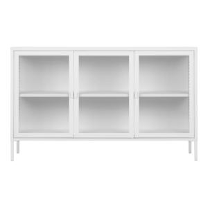 MAINE- Buffet 3 portes vitrées acier blanc 140cm
