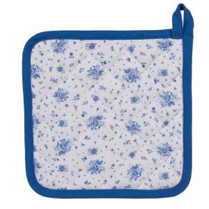 Manique de cuisine 100% coton blanc motif fleuri bleu 20x20…