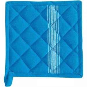 Manique & Gant de four en coton bleu 20x20