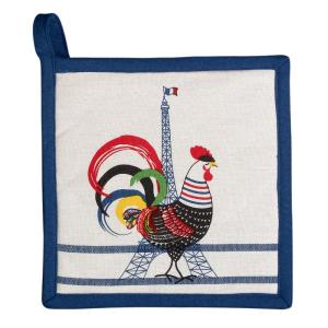 Manique recyclé  en coton ecru/bleu 20 x 20 cm