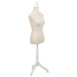 Mannequin en bois et mousse habillé de tissu crème 24x37,5x…
