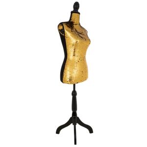 Mannequin en bois et mousse recouvert de tissu doré 24x37,5…