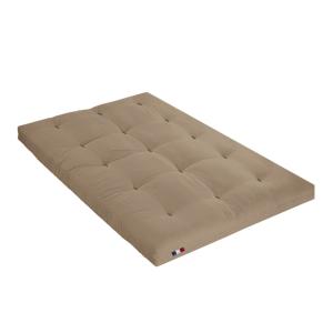 Matelas futon coton et fibres taupe 140x190