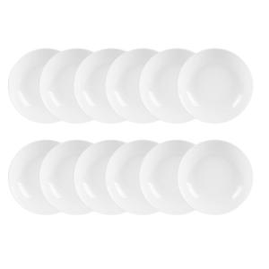 Maxi lot 12 assiettes creusess   20 cm blanches en porcelai…