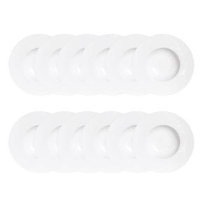 Maxi lot de 12 assiettes creuses   23 cm blanches en porcel…