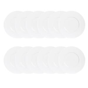 Maxi lot de 12 assiettes platess   27 cm blanches en porcel…