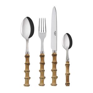 Ménagère service 24 couverts inox et bambou