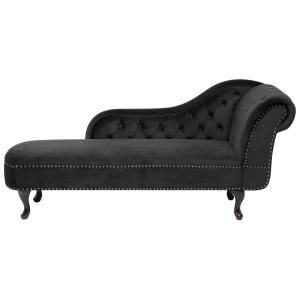 Méridienne chesterfield côté droit en velours noir