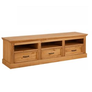 Meubel tv avec 3 tiroirs en pin marron