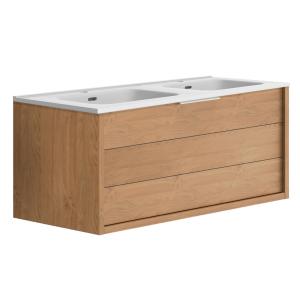 Meuble 120cm Chêne Kendal huilé PPSM   vasque blanche