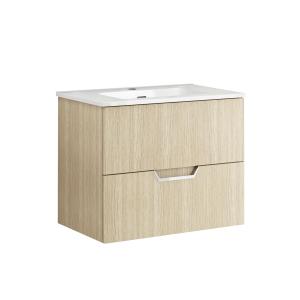 Meuble 60cm Chêne Sable PPSM   vasque blanche