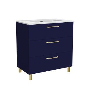 Meuble 80cm Bleu Nuit PPSM   vasque blanche