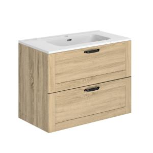 Meuble 80cm Chêne Hamilton PPSM   vasque blanche