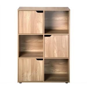 Meuble à 6 cases avec trois portes - Effet Bois