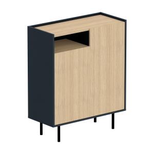 Meuble à chaussure en métal noir et effet bois clair