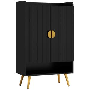 Meuble à chaussures 2 portes 4 étagères réglables blanc