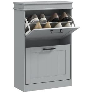 Meuble à chaussures 2 portes abattants étagères réglables g…