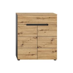 Meuble à chaussures 2 portes et 1 tiroir L80 cm - Effet Boi…