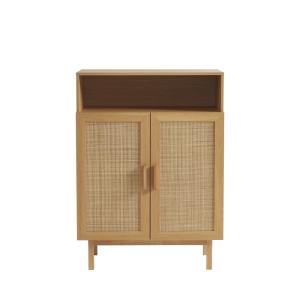 Meuble à chaussures 2 portes niche en bois cannage L80cm -…