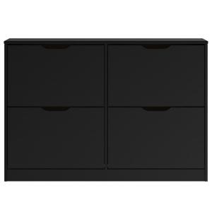Meuble à chaussures 2x2 abattants, en bois massif noir