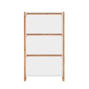 Meuble à chaussures 3 abattants L70 cm - Effet Blanc et Chê…