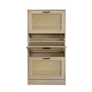 Meuble à chaussures 3 étagères cannage bois naturel 60 x 24…