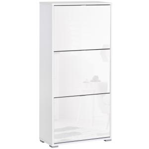 Meuble à chaussures 3 portes abattantes 3 compartiments bla…