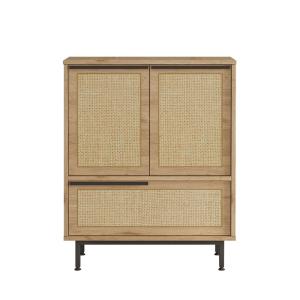 Meuble à chaussures 3 portes finition bois et cannage 75x90…