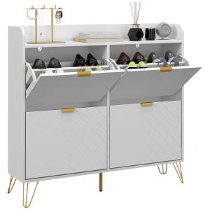 Meuble à chaussures 4 abattants style art déco acier doré b…
