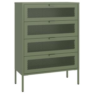 Meuble à chaussures 4 portes en métal vert kaki