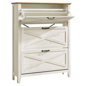 Meuble à chaussures à 3 abattants 24 x 87 x 123,6 cm blanc…