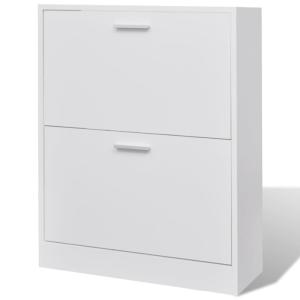 Meuble à chaussures avec 2 compartiments en bois blanc 63,5…