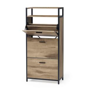 Meuble à chaussures avec 3 abattants 30 x 60 x 130 cm marro…