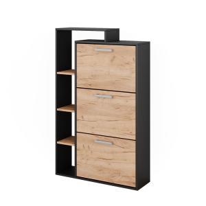 Meuble à chaussures avec 3 compartiments Chêne doré 80x128,…