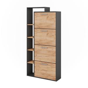 Meuble à chaussures avec 4 compartiments Anthracite/Sonoma…