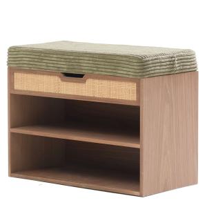 Meuble à chaussures avec coffre en bois et velours côtelé v…