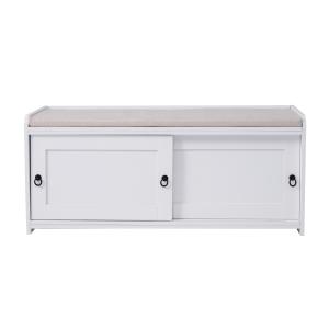 Meuble à chaussures blanc avec poignées en anneau portes co…