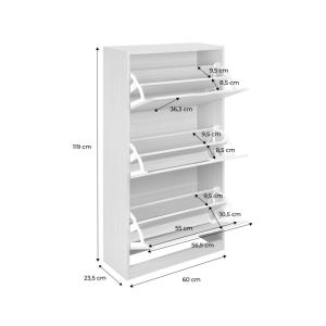 Meuble à chaussures décor bois chêne 3 tiroirs