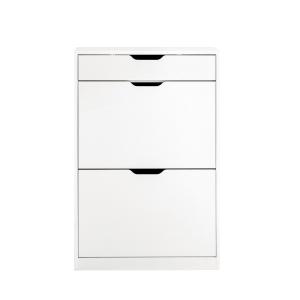 Meuble à chaussures effet bois blanc avec 2 abattants et 1…