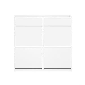 Meuble à chaussures effet bois blanc avec 2 tiroirs et 4 po…