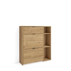 Meuble à Chaussures effet bois de Chêne 90x27x102cm