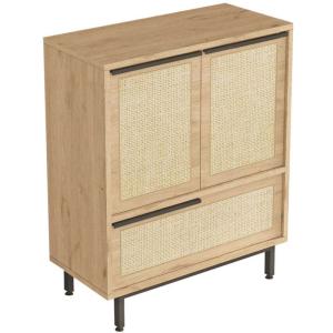 Meuble à chaussures en aggloméré et effet cannage