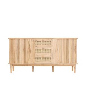 Meuble à chaussures en bois et cannage