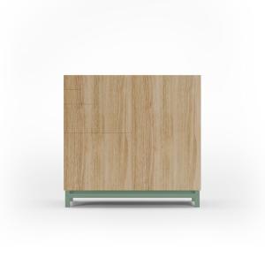 Meuble à chaussures en mélaminé chêne doré pieds verts 90x9…