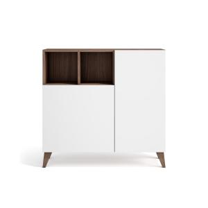 Meuble à chaussures en mélamine noyer portes blanches 87x90…
