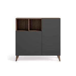 Meuble à chaussures en mélamine noyer portes graphite 87x90…