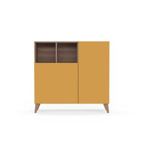 Meuble à chaussures en mélamine noyer portes moutarde 87x90…