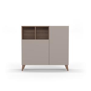 Meuble à chaussures en mélamine noyer portes sable 87x90x27…