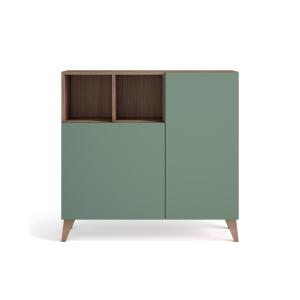 Meuble à chaussures en mélamine noyer portes vertes 87x90x2…